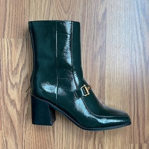 Zac Posen Neil Metal Bit Patent Leather Boot In Forest Green Patent Leather 6.5